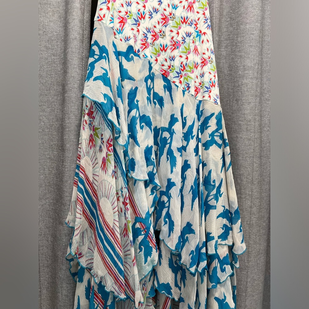 Diane Von Furstenberg White Multi-Color Floral & Blue Bird Maxi Dress (#1) - Picture 3 of 4